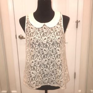 Forever 21 Lace Blouse w Peter Pan Collar Small